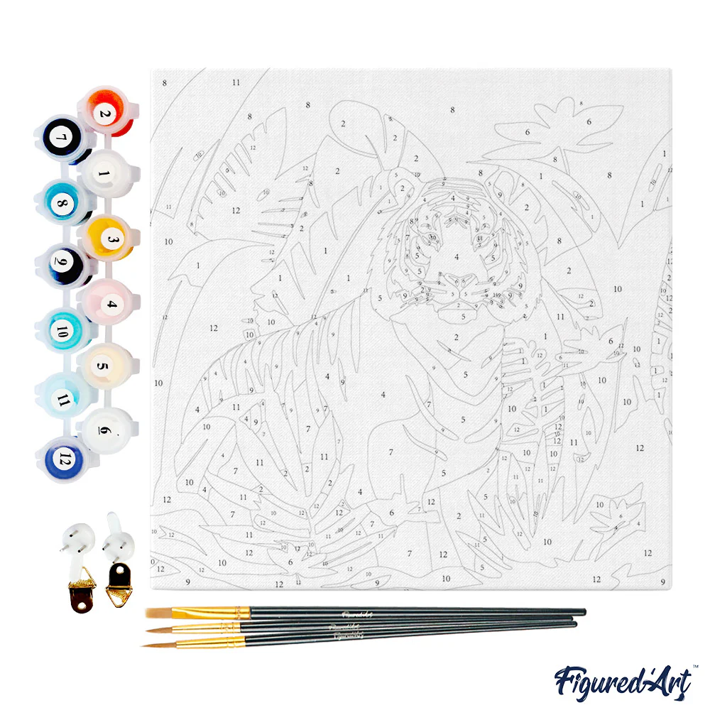 Pintar Por Números -Tibre de Bengala- Bastidor 20 x 20 cm. Figured´Art