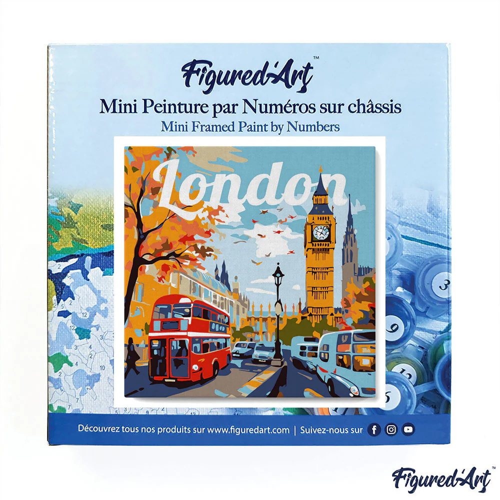 Pintar Por Números -Poster de Viaje a Londres- Bastidor 20 x 20 cm. Figured´Art