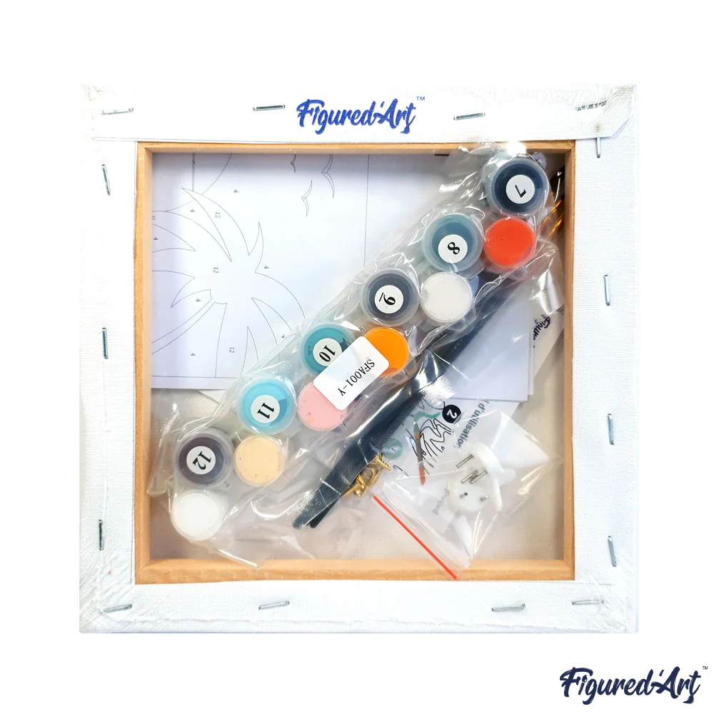 Pintar Por Números -Pingüino Feliz- Bastidor 20 x 20 cm. Figured´Art