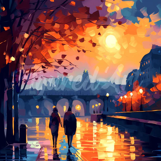 Pintar con Diamantes -Noche Romántica- Bastidor 25 x 25 cm. Figured´Art