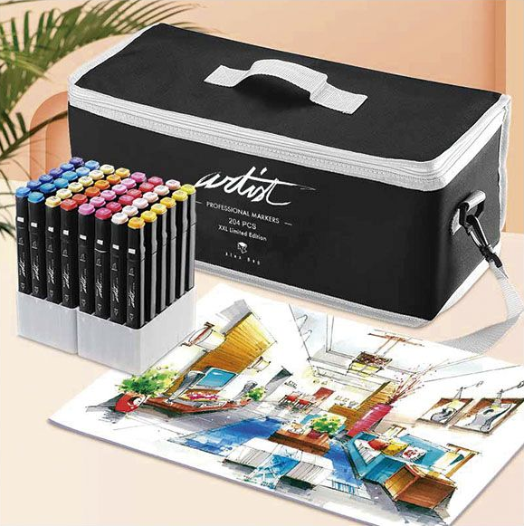 Estuche Rotuladores -Luxury Artist- Doble Punta Base Alcohol (204 Colores) Alex Bog