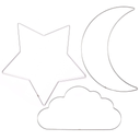 Set 3 Formas 32 cm. -Estrella, Luna y Nube- Metal 3 mm. Niquelado