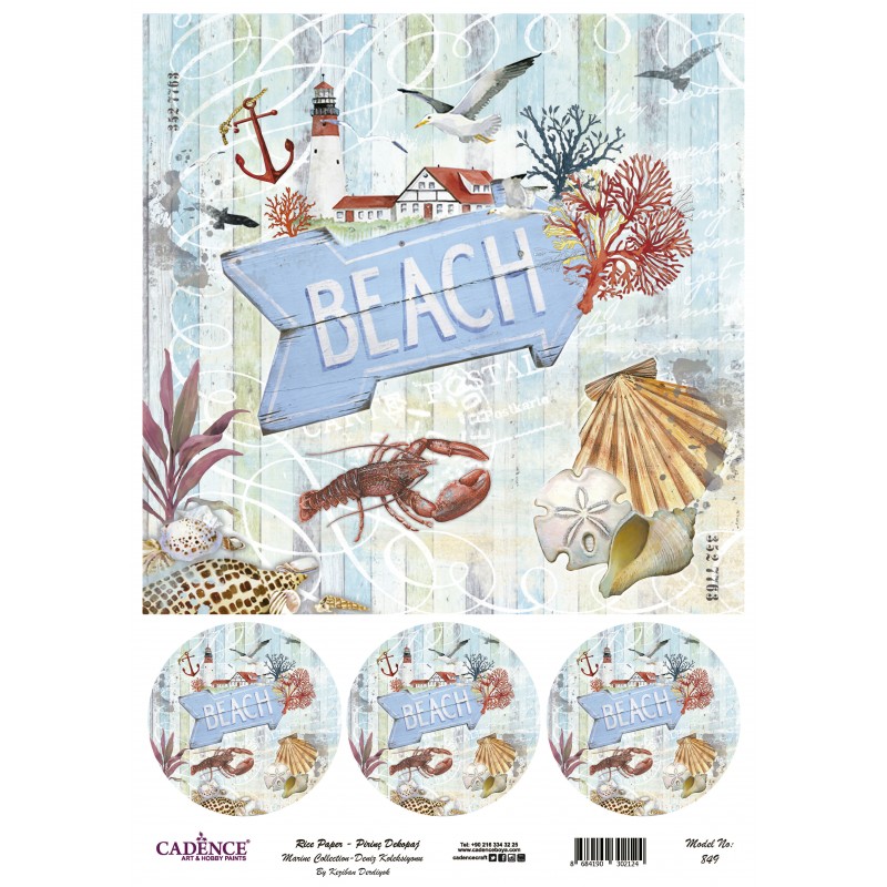 Papel Arroz Decorado 30x40 cm. -Beach- Cadence