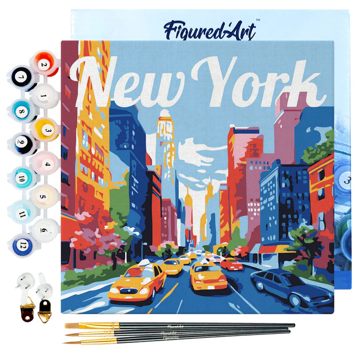 Pintar Por Números -Poster de Viaje a Nueva York- Bastidor 20 x 20 cm. Figured´Art