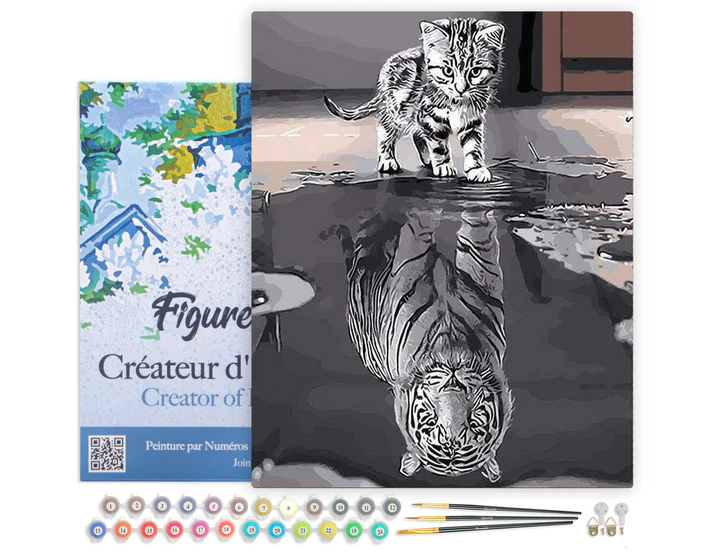 Pintar Por Números -El Reflejo del Gato- Bastidor 40 x 50 cm. Figured´Art