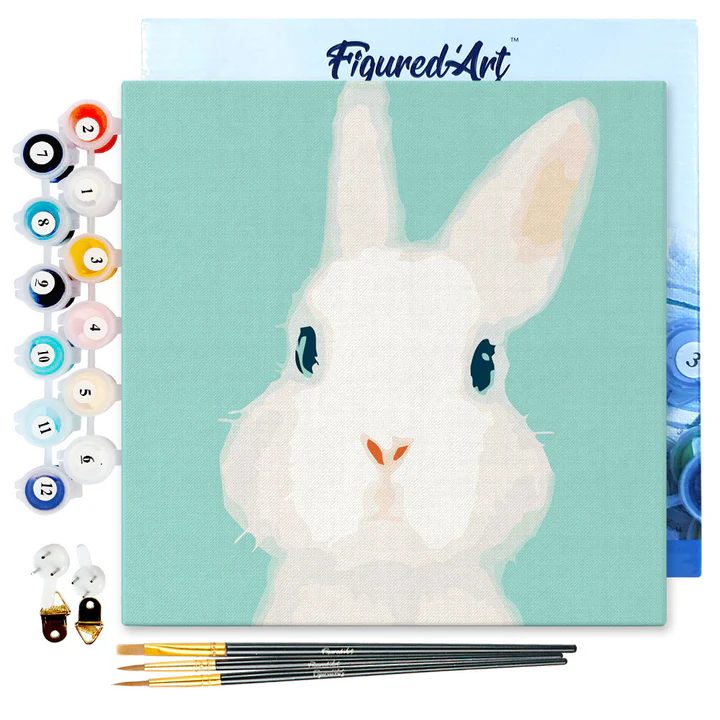 Pintar Por Números -Conejo Blanco- Bastidor 20 x 20 cm. Figured´Art