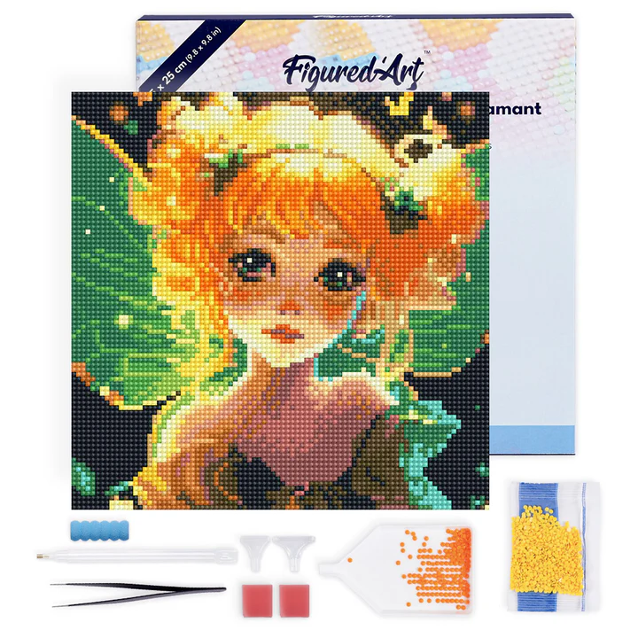 Pintar con Diamantes -Hada Pequeña- Bastidor 25 x 25 cm. Figured´Art