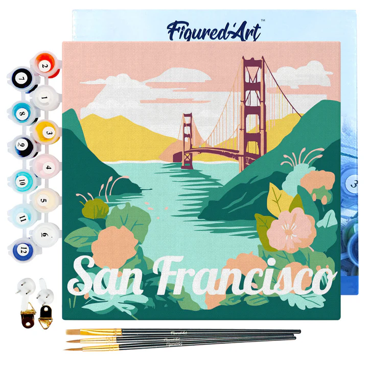 Pintar Por Números -Poster de Viaje a San Francisco- Bastidor 20 x 20 cm. Figured´Art