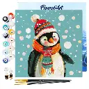 Pintar Por Números -Pingüino Feliz- Bastidor 20 x 20 cm. Figured´Art