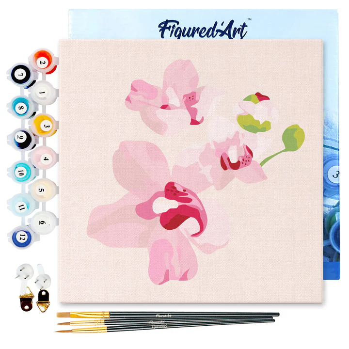 Pintar Por Números -Flores de Orquideas- Bastidor 20 x 20 cm. Figured´Art