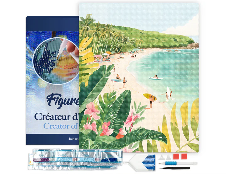 Pintar con Diamantes -Paraiso del Surf- Bastidor 40 x 50 cm. Figured´Art
