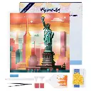 Pintar con Diamantes -Horizonte Luminoso sobre Nueva York- Bastidor 25 x 25 cm. Figured´Art