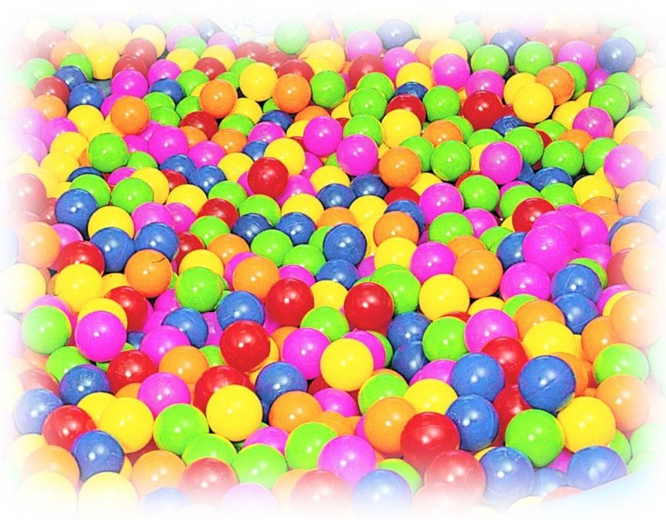 Bolas Polietileno 75 mm. para Piscina Surtido 6 colores (Caja 600 pzs.)