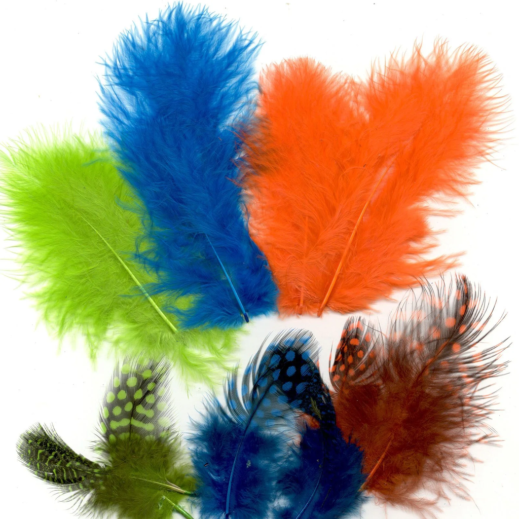 Plumas Marabú y Guinea 5-13 cm. -Neón- (18 pzs.)