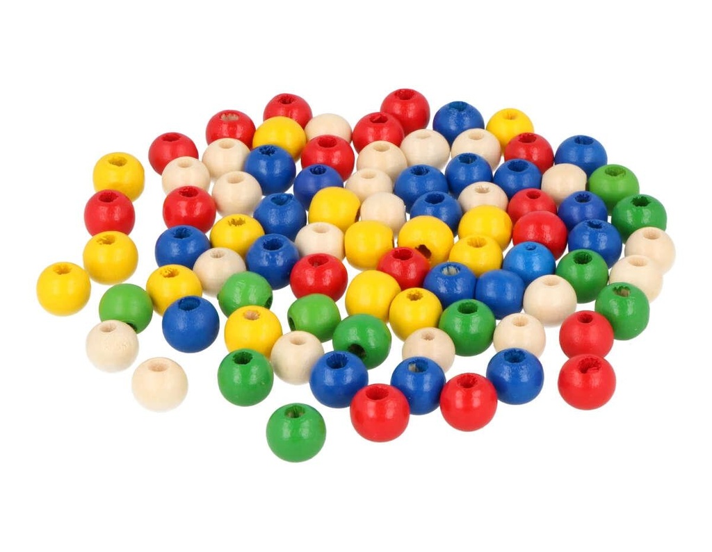 Cuentas Bolas Madera 10 mm. Colores Surtidos (1.000 pzs. aprox.)