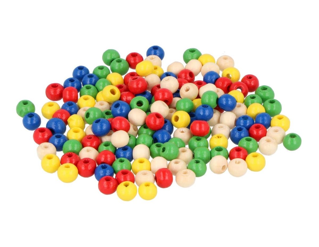 Cuentas Bolas Madera 6 mm. Colores Surtidos (215 pzs. aprox.)