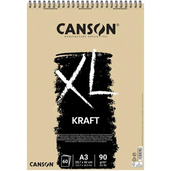 Bloc -XL Kraft- 60 Hojas A3 29,7 x 42 cm. 90 gr. Canson