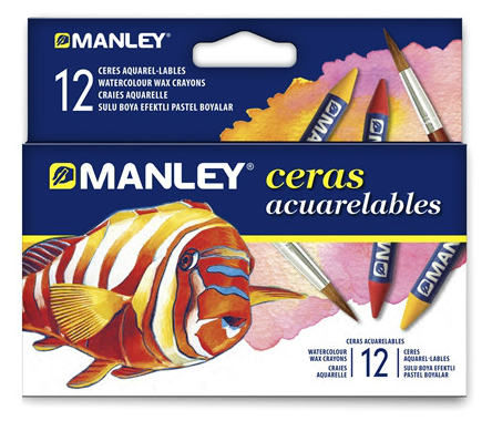 Estuche Ceras Acuarelables 12 Colores Manley