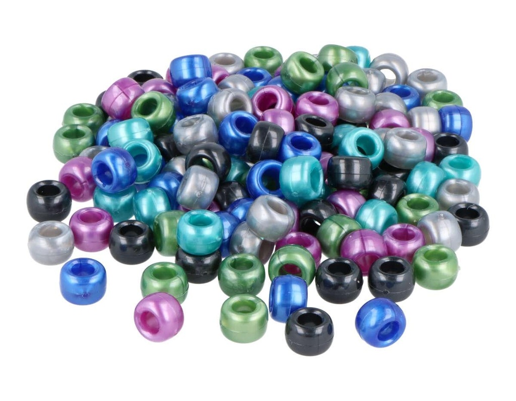 Cuentas Plástico -Donuts- Multicolor Opaco Metalizado 9mm. (1000 pzs.)