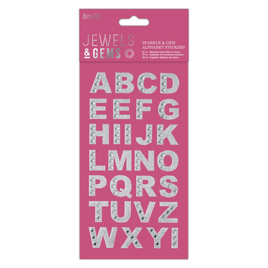 Set Stickers Alfabeto con Perlas -Jewels &amp; Gems- Docrafts