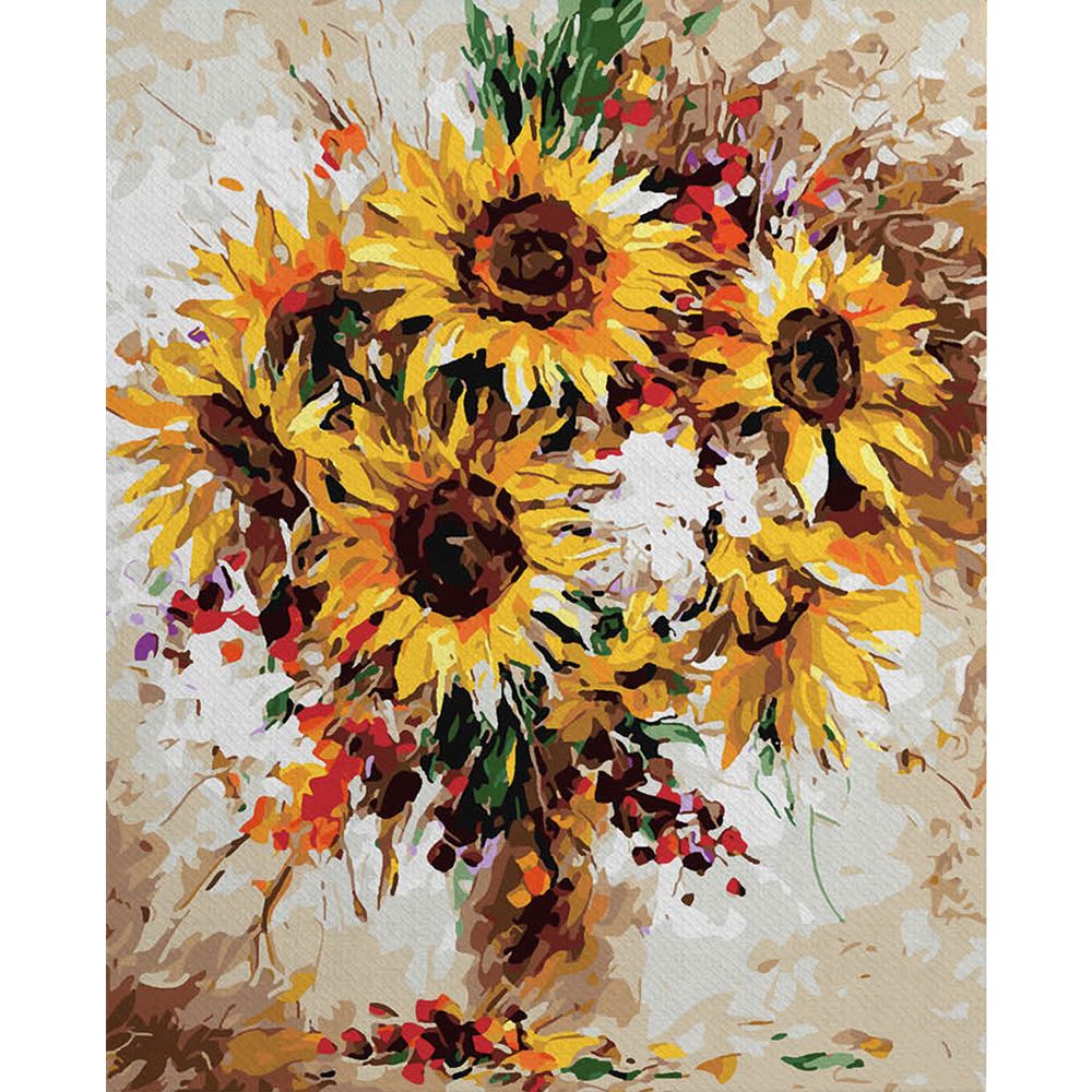 Pintar Por Números -Flores Amarillas- Bastidor 40 x 50 cm. Alex Bog