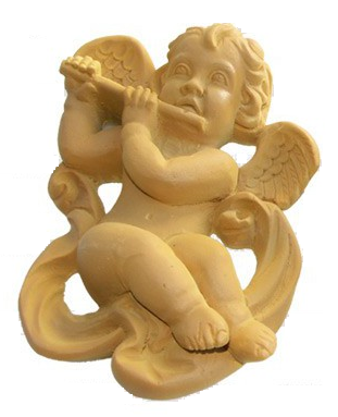 Aplique Poliuretano -Angel con Flauta- 18 x 13 cm.