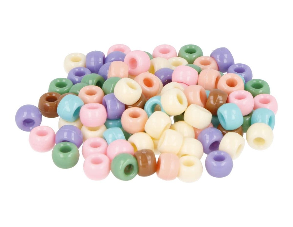 Cuentas Plástico -Donuts- Multicolor Colores Pastel 9 mm. (1000 pzs.)