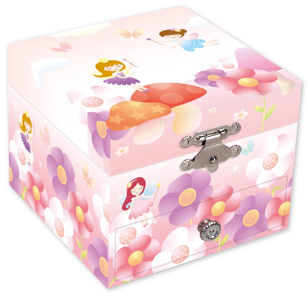 Caja / Joyero Musical Cuadrada -Hadas-