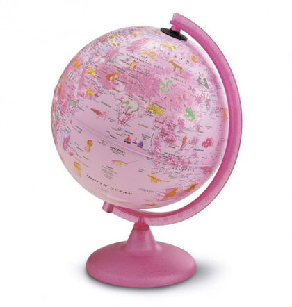 Esfera Terrestre -Pink Zoo- 25 cm. Con Luz