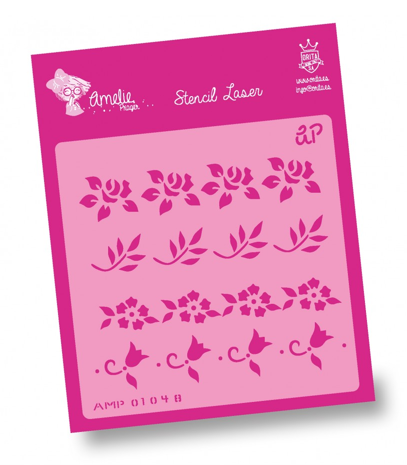 Plantilla Stencil 13 x 13 cm. -Cenefas Flores- Amelie