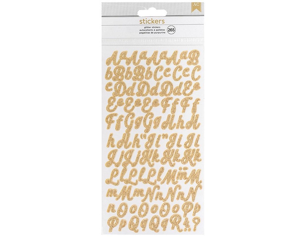 Alfabeto Adhesivo Alpha Gold Glitter (2 Hojas) American Crafts