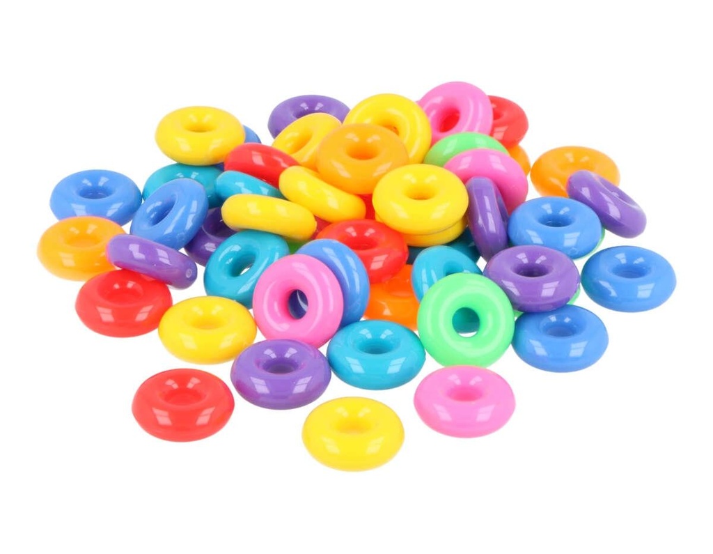 Cuentas Plástico Donuts 14 mm. (25 pzs. aprox.)
