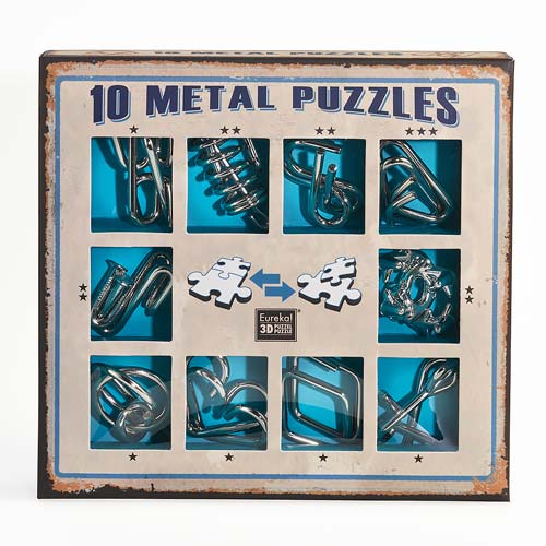 Set 10 Puzzles Metal -Azul- Eureka