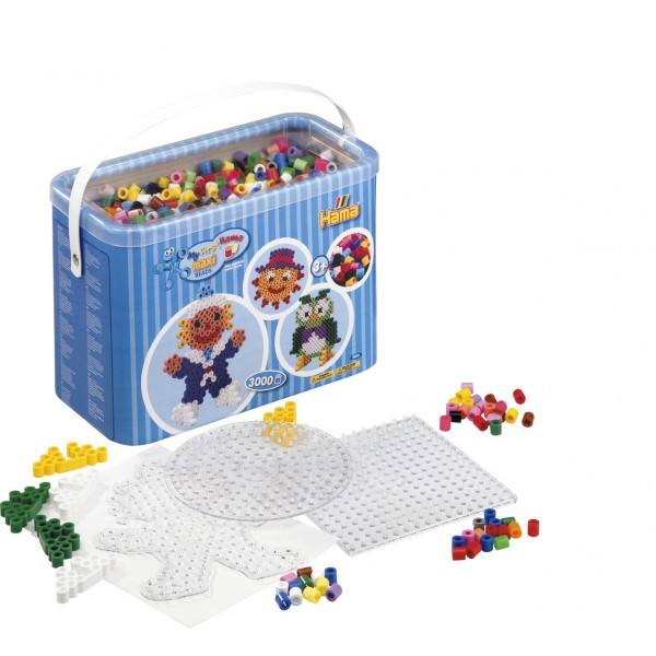 Cubo 3.000 piezas + 3 Plantillas Hama Maxi