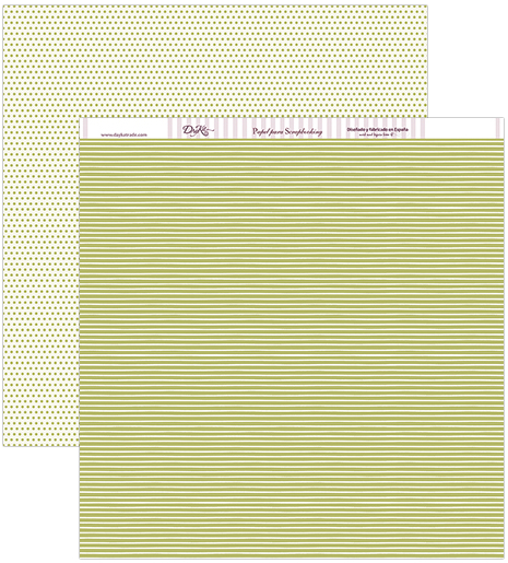 Hoja Scrap 30,5 x 30,5 cm. -Lineas Fondo Verde / Beige- Dayka