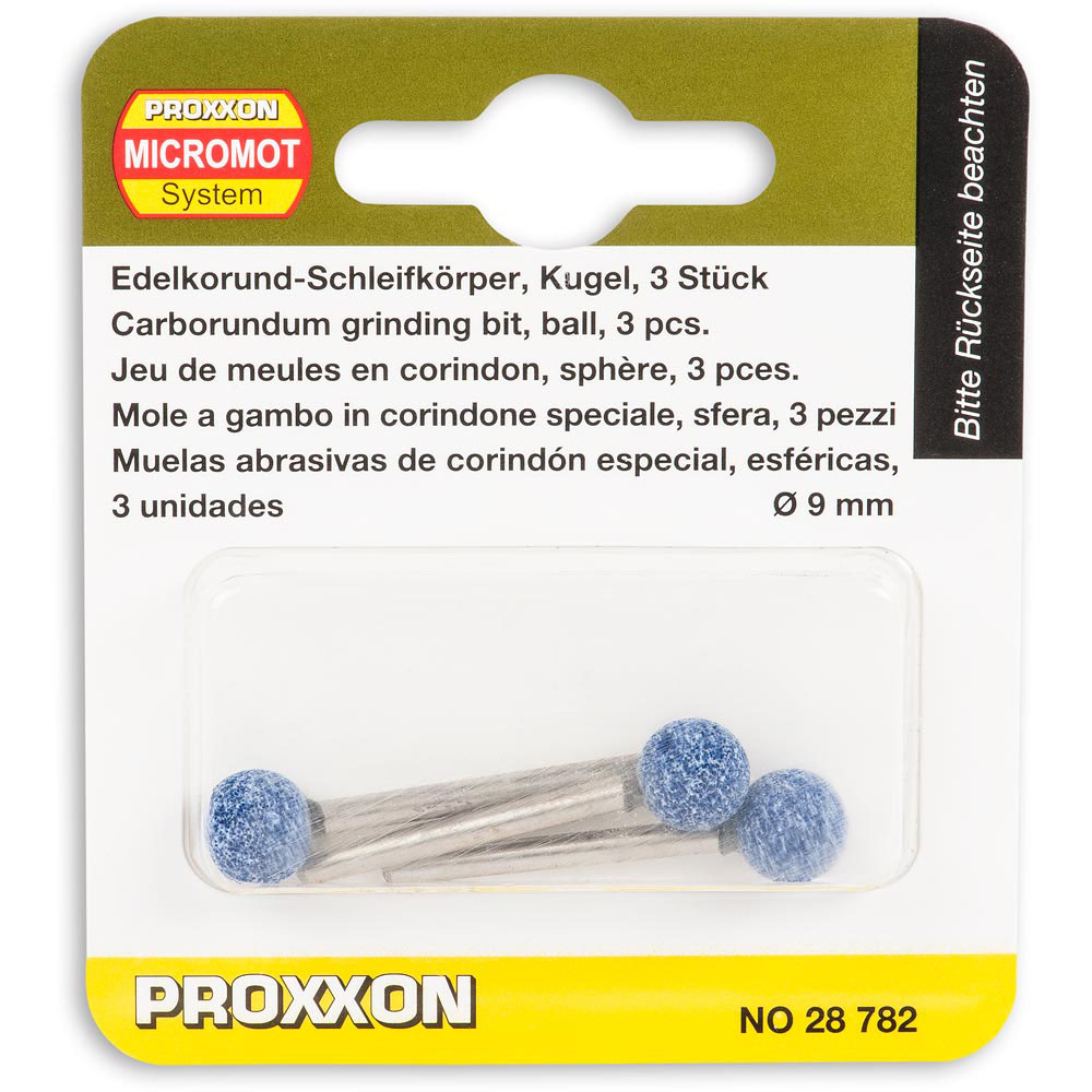 Muelas Corindón Refinado Esféricas 9 mm. (3 pzs.) Proxxon
