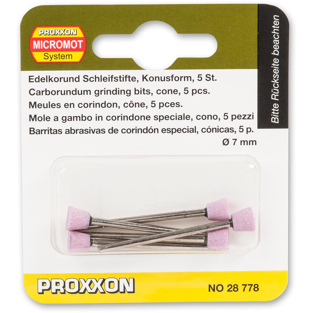 Muelas Corindón Refinado Cónicas 7 mm. (5 pzs.) Proxxon