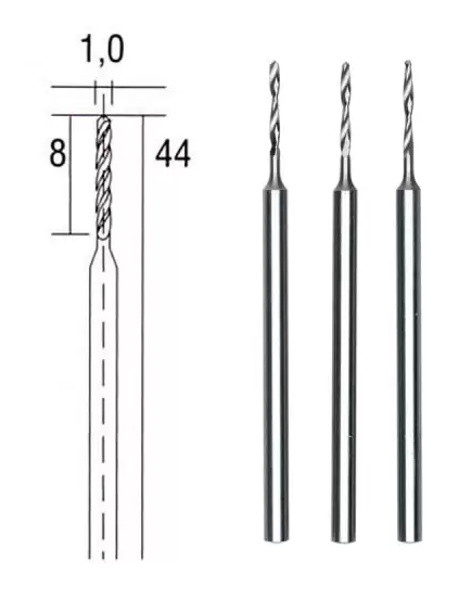 Brocas Acero Rápido Espiral 1,0 mm. (3 pzs.) Proxxon