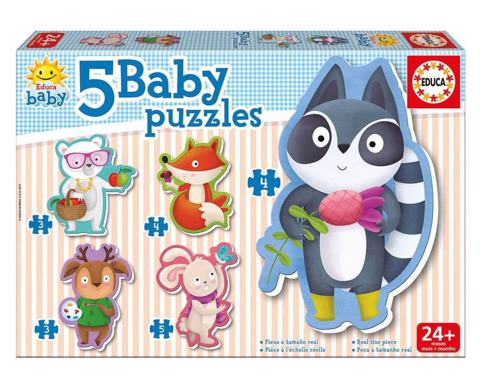Set 5 Mini Puzzles Animalitos Educa