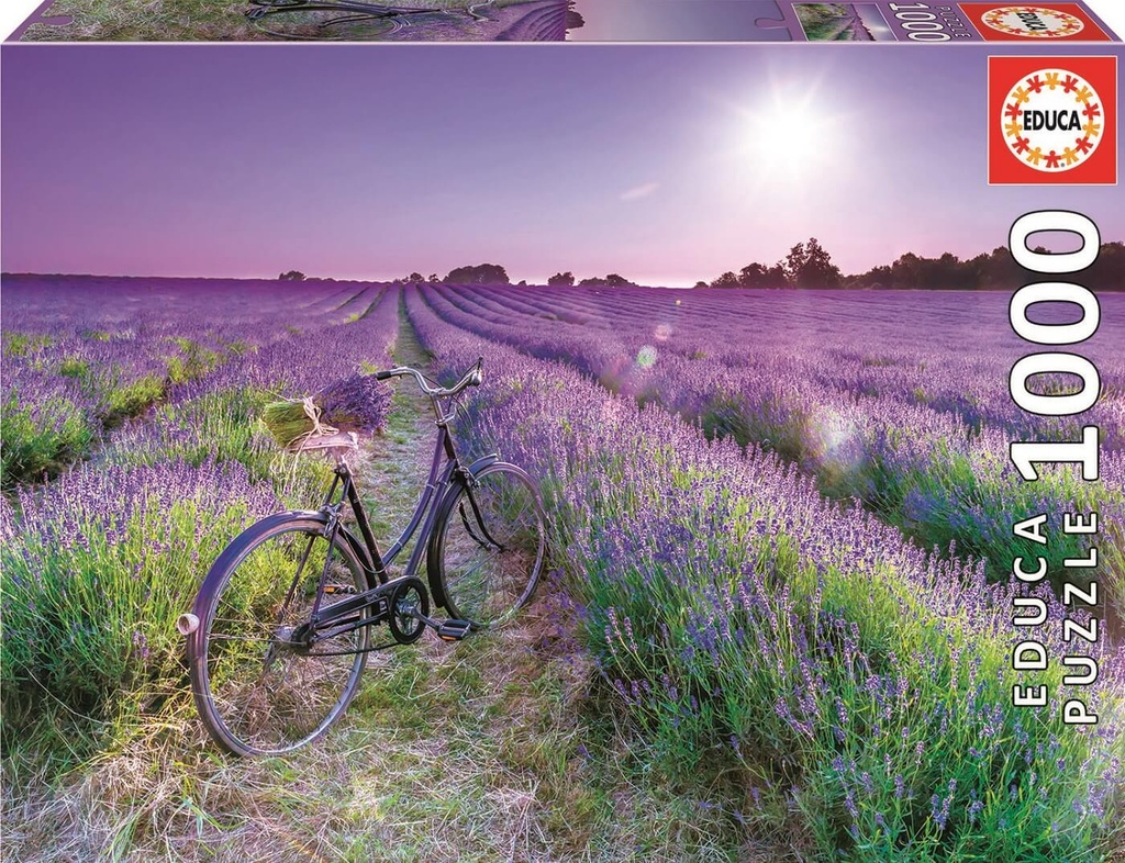 Puzzle 1000 piezas -Bicicleta en Campo de Lavanda- Educa