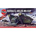 Vehículos 1/76 -Buffalo Amphibian + Jeep Willys MB- Airfix