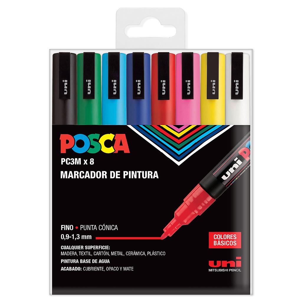 Estuche 8 Rotulador Marcador PC3M -Colores Básicos- Posca