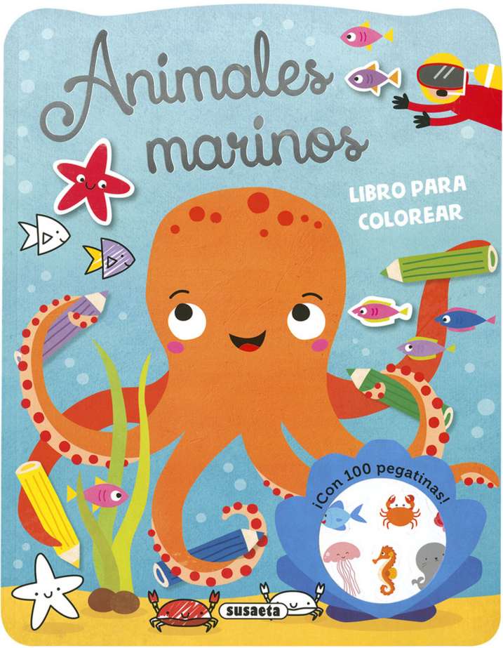 Libro Colorear y Pegatinas -Animales Marinos- Susaeta