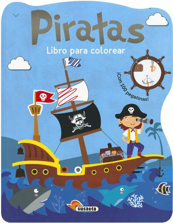 Libro Colorear y Pegatinas -Piratas- Susaeta