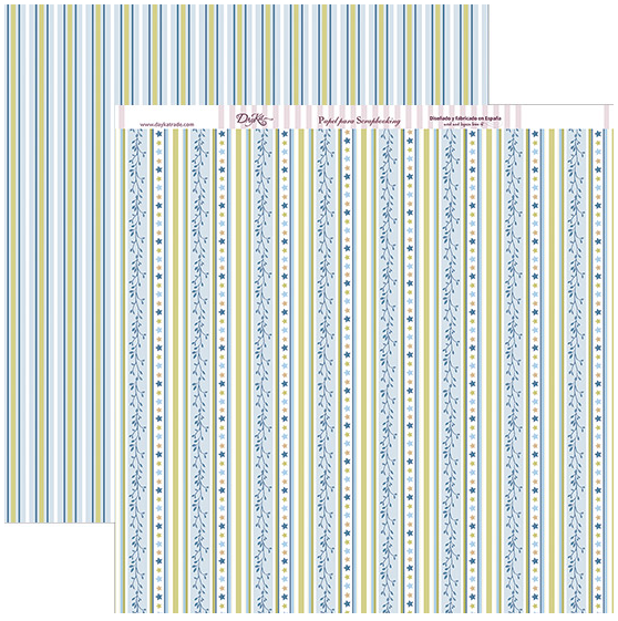 Hoja Scrap 30,5 x 30,5 cm. -Fondo Rayas Azul- Dayka 