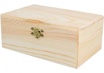 Caja Madera Pino Macizo Rectangular con Cierre