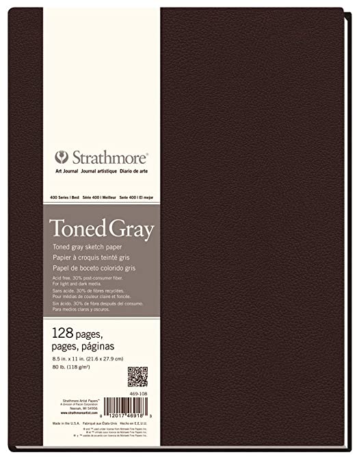 Bloc Sketch Art Journal Tono Grises 96 Hojas 21,6 x 27,9 cm. 89 gr. Cosido Strathmore