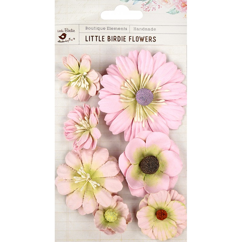 Flores Papel -Jamie Pearl Pink- (7 pzs.) Little Birdie