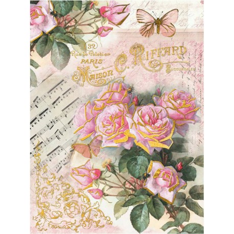 Papel Arroz Decorado Oro 30x40 cm. Cadence