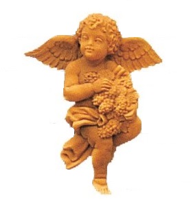 Figura Poliuretano -Angel con Uvas- 16 x 12 cm.